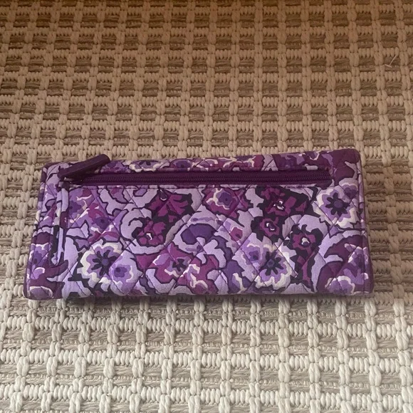 Vera Bradley Deep Plum Trifold Wallet with Paisley Lining - Picture 4 of 4